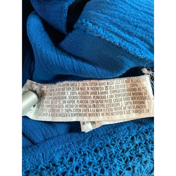 Forever 21 Womens Tank Top Small Blue Cropped Ruffled Lace Trim Boho Hippie - Picture 6 of 8